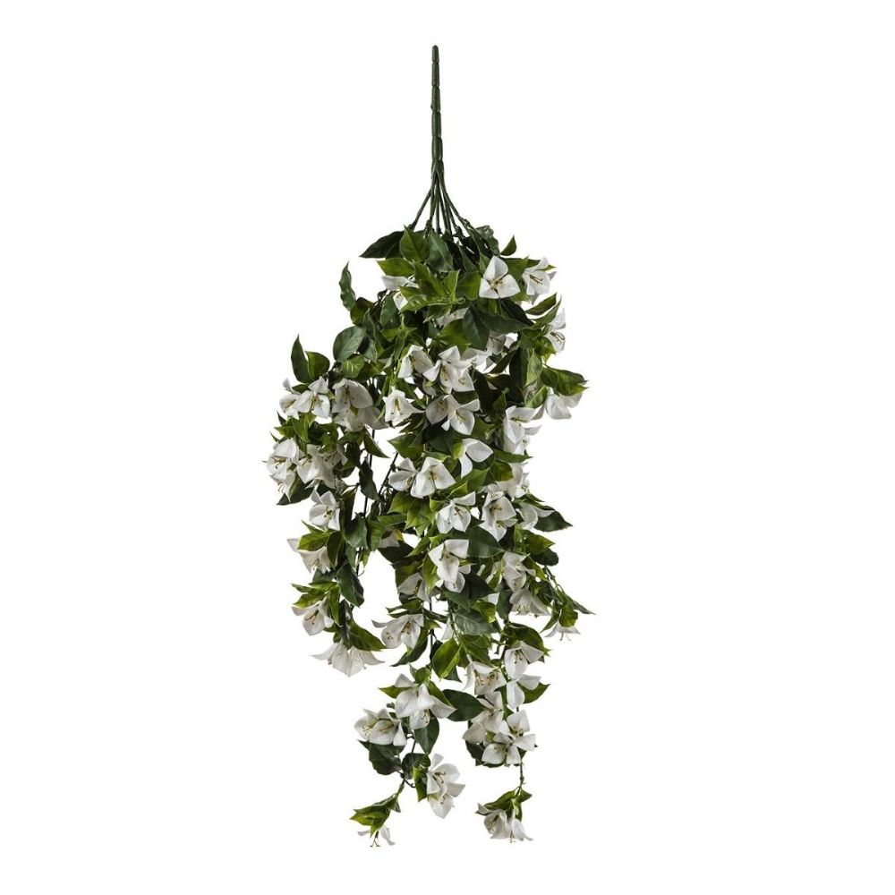 1005618_1_2 Hanging White Artificial Bougainvillea Plant UV Resistant 90cm - Image 1
