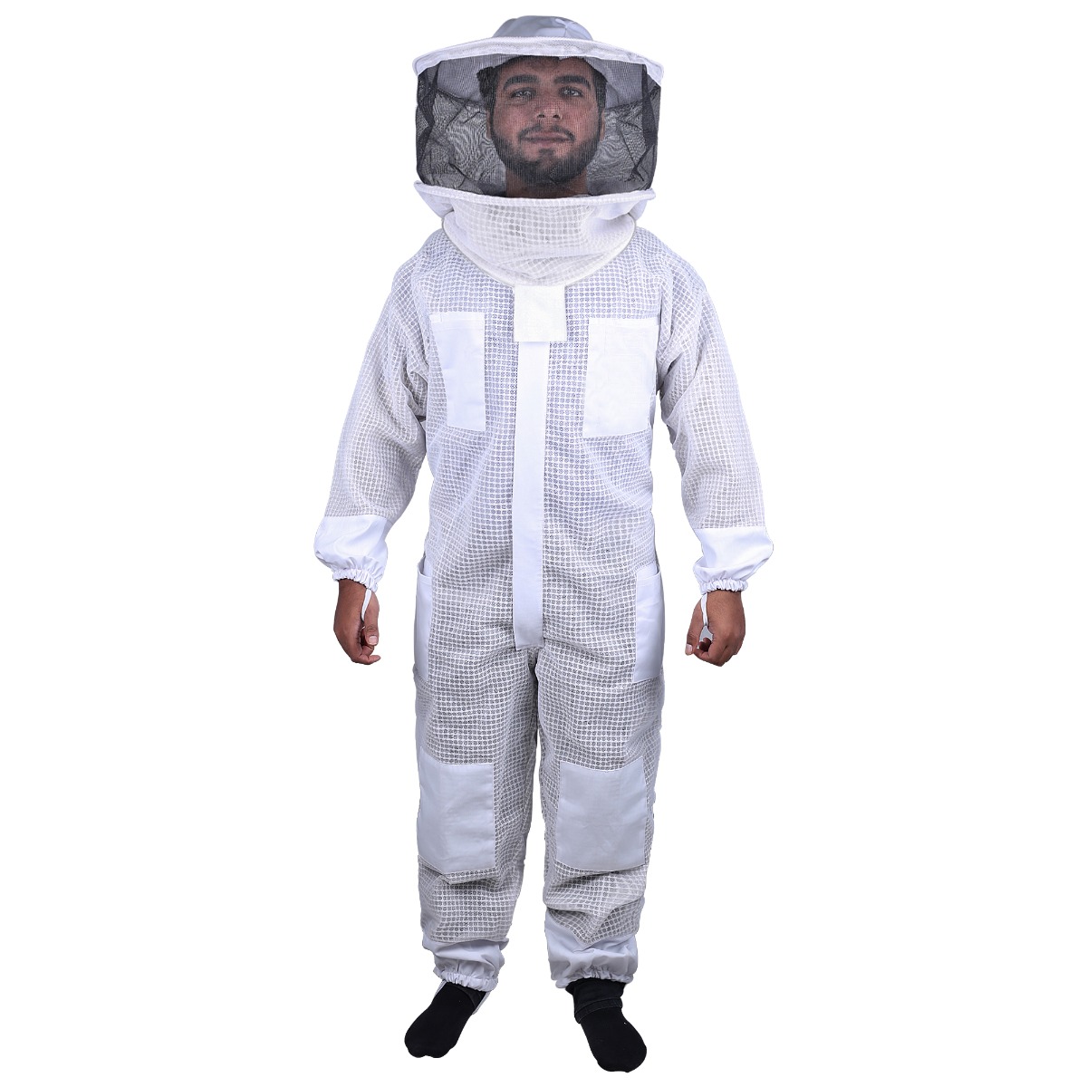 11_13_2_3 Beekeeping Bee Full Suit 3 Layer Mesh Ultra Cool Ventilated Round Head Beekeeping Protective Gear SIZE M - Image 1
