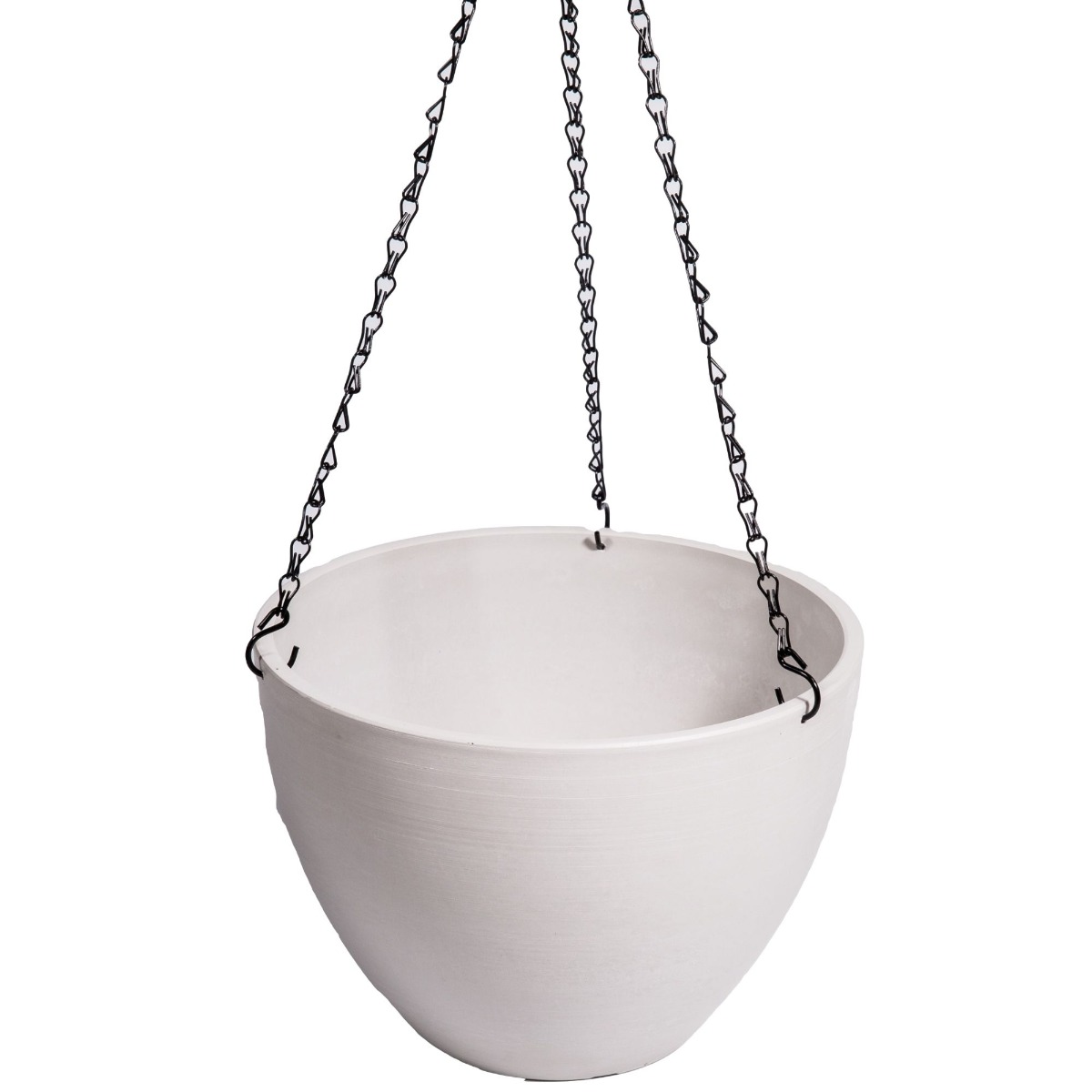 9320030_3 Hanging Rustic White Plastic Pot with Chain 30cm - Image 1