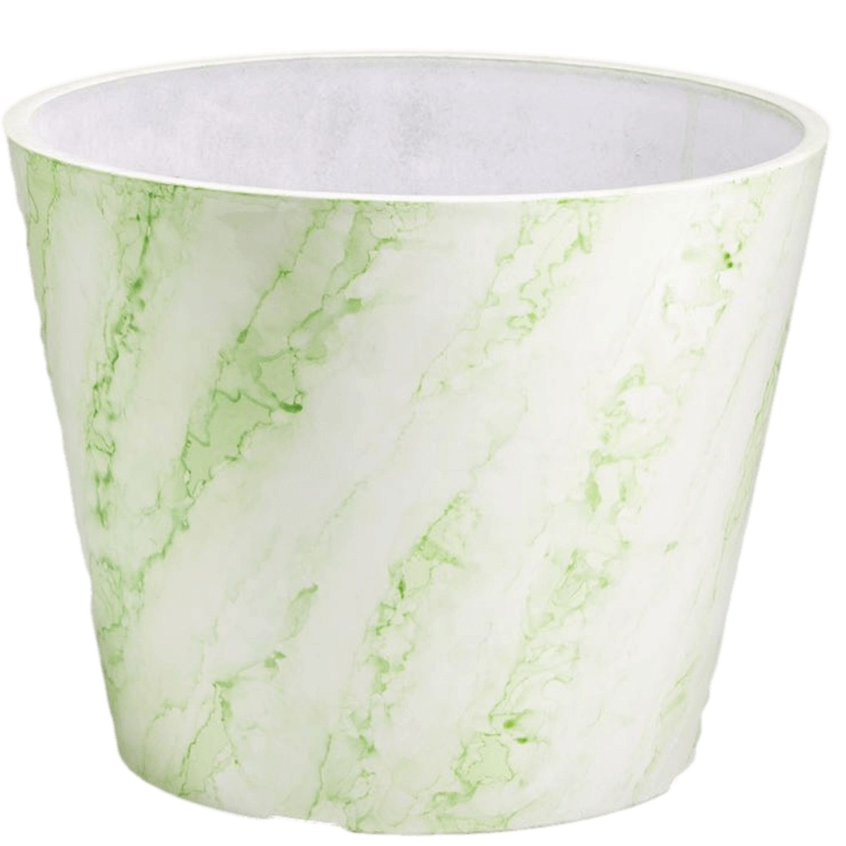 9680025_3 Green & White Imitation Marble Pot 25cm - Image 1