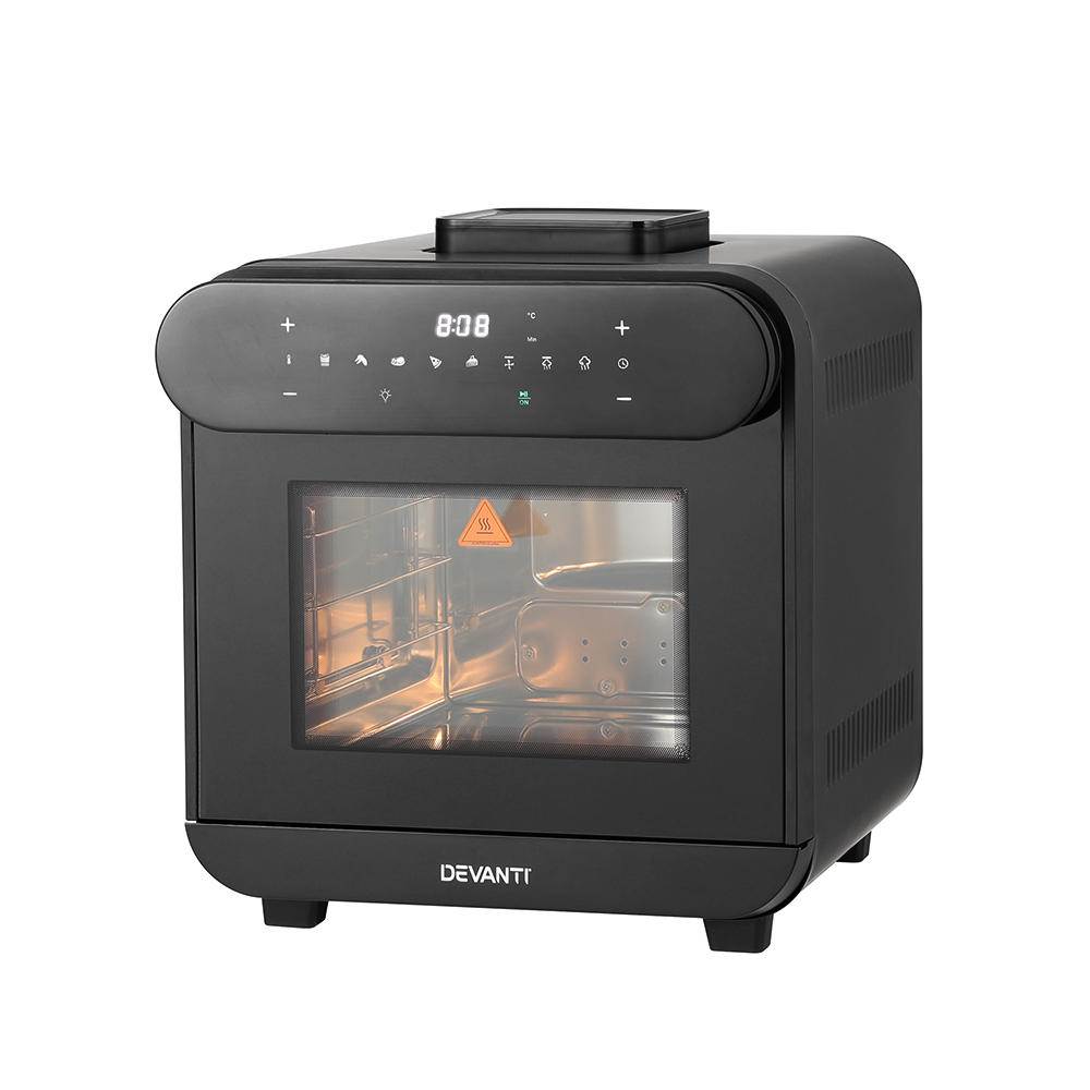 AF-K-G-STEAM-15L-BK-202503041126-00 Devanti Steam Air Fryer Oven 15L W/ LCD Touch 1600W - Image 1