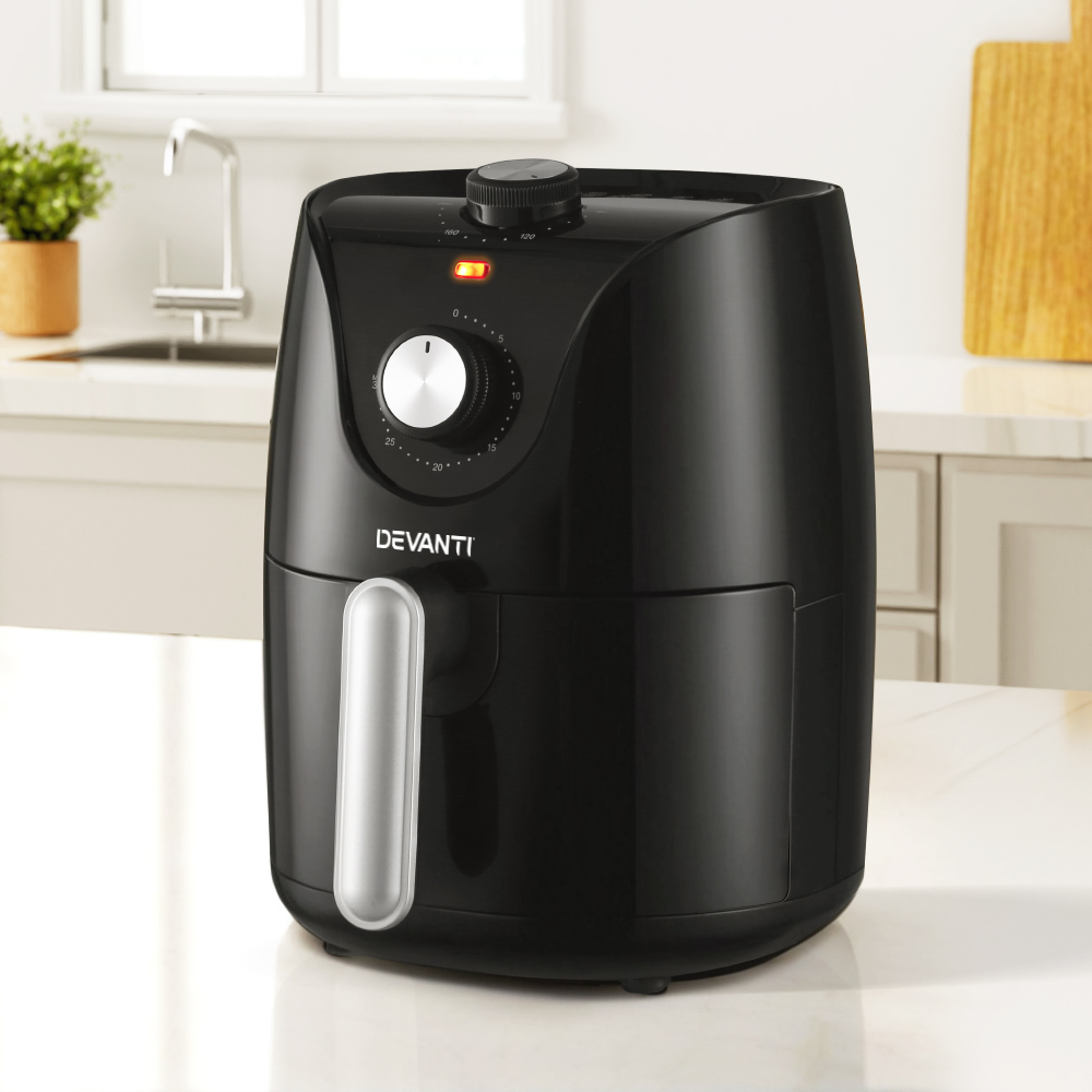 AF-K-J-NA2M-BK-60811-06 Devanti Air Fryer 2.5L Knob Fryers - Image 1