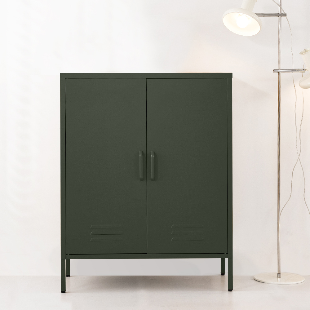 AI-LOCKER-MI-GN-54277-06 Artiss Buffet Sideboard Metal Cabinet - SWEETHEART Green - Image 1
