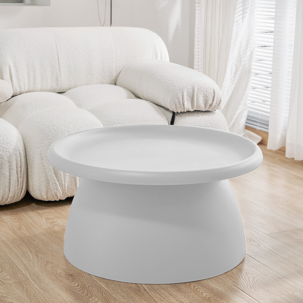 AI-PP-CT-L-WH-24496-07 Artiss Coffee Table Round 71CM Plastic White - Image 1