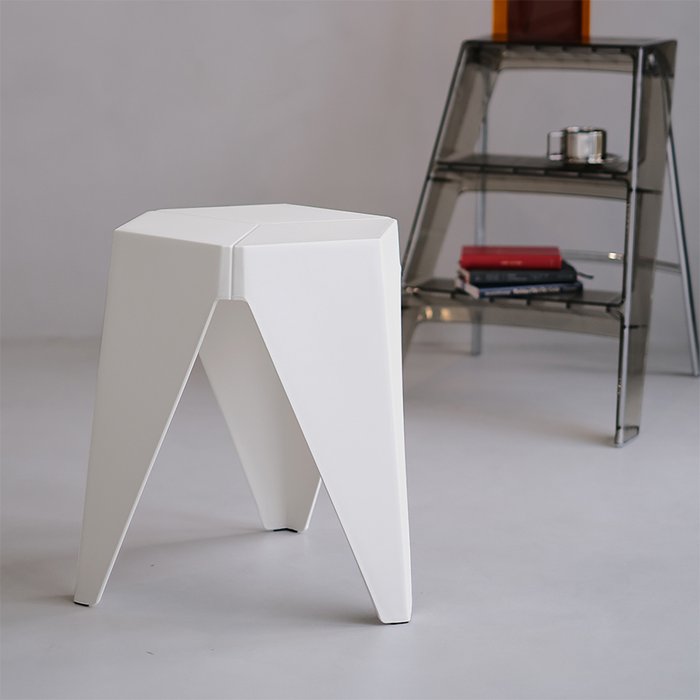 AI-PP-STOOL-T-WH-24536-07 Artiss 2x Bar Stools Puzzle Plastic Foot Stool White - Image 1