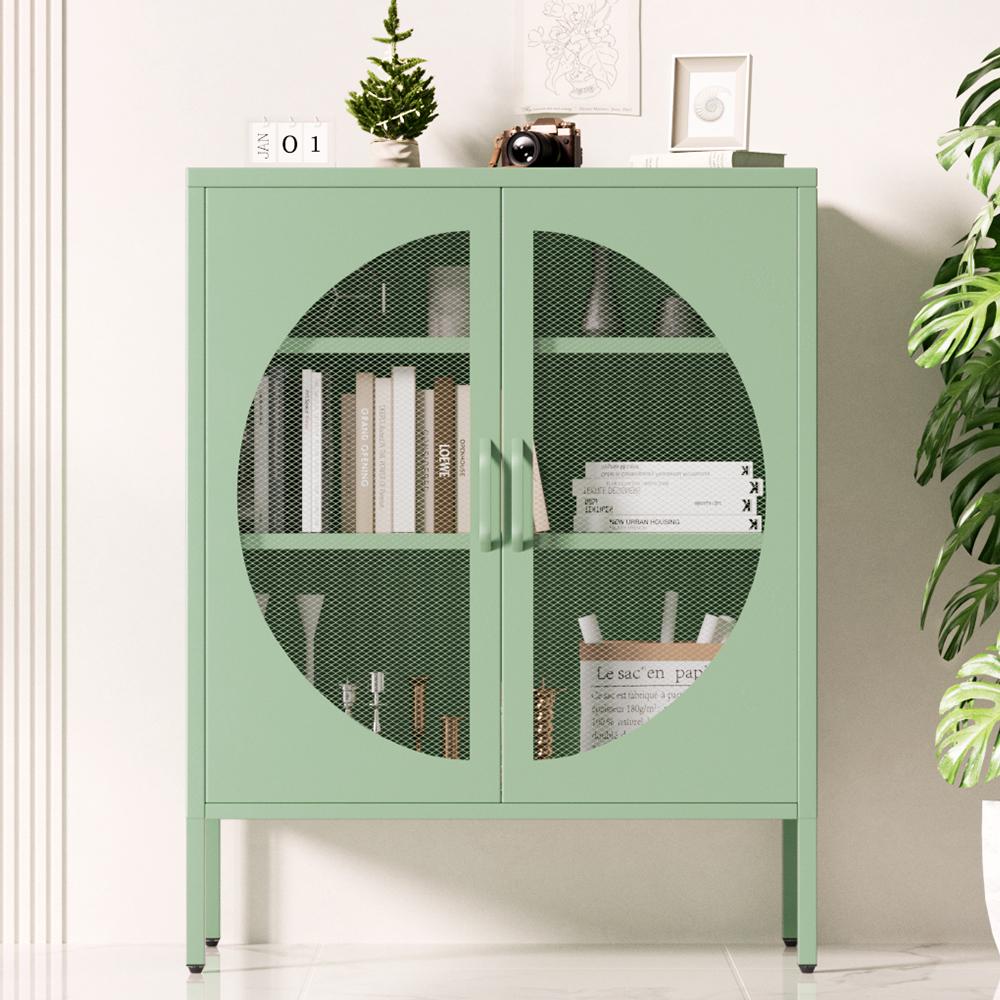 AI-SIDE-M-01-GN-120211-06 Artiss Buffet Sideboard Metal Cabinet - ELSA Green - Image 1