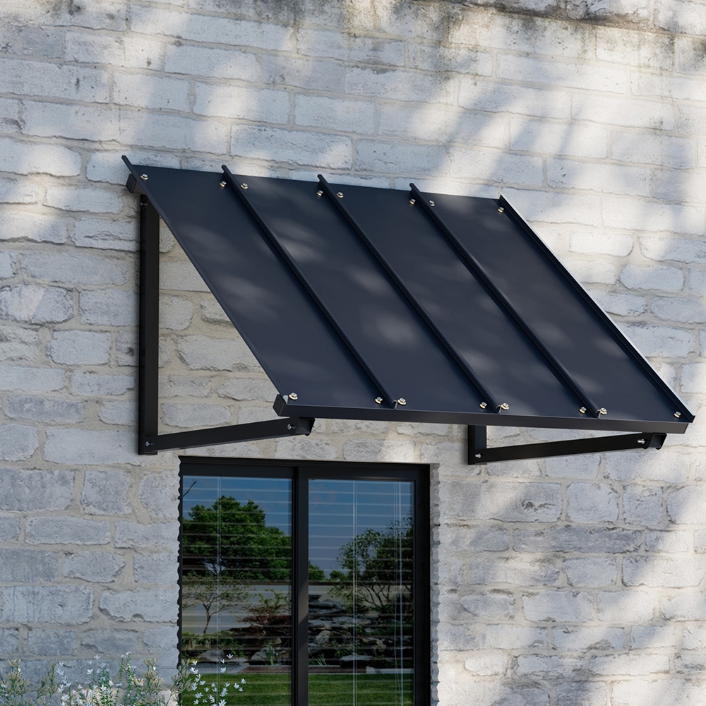 AWN-B-1X1-METAL-BK-183424-04 Instahut Window Door Awning Canopy 1mx1.2m Black Metal Frame - Image 1