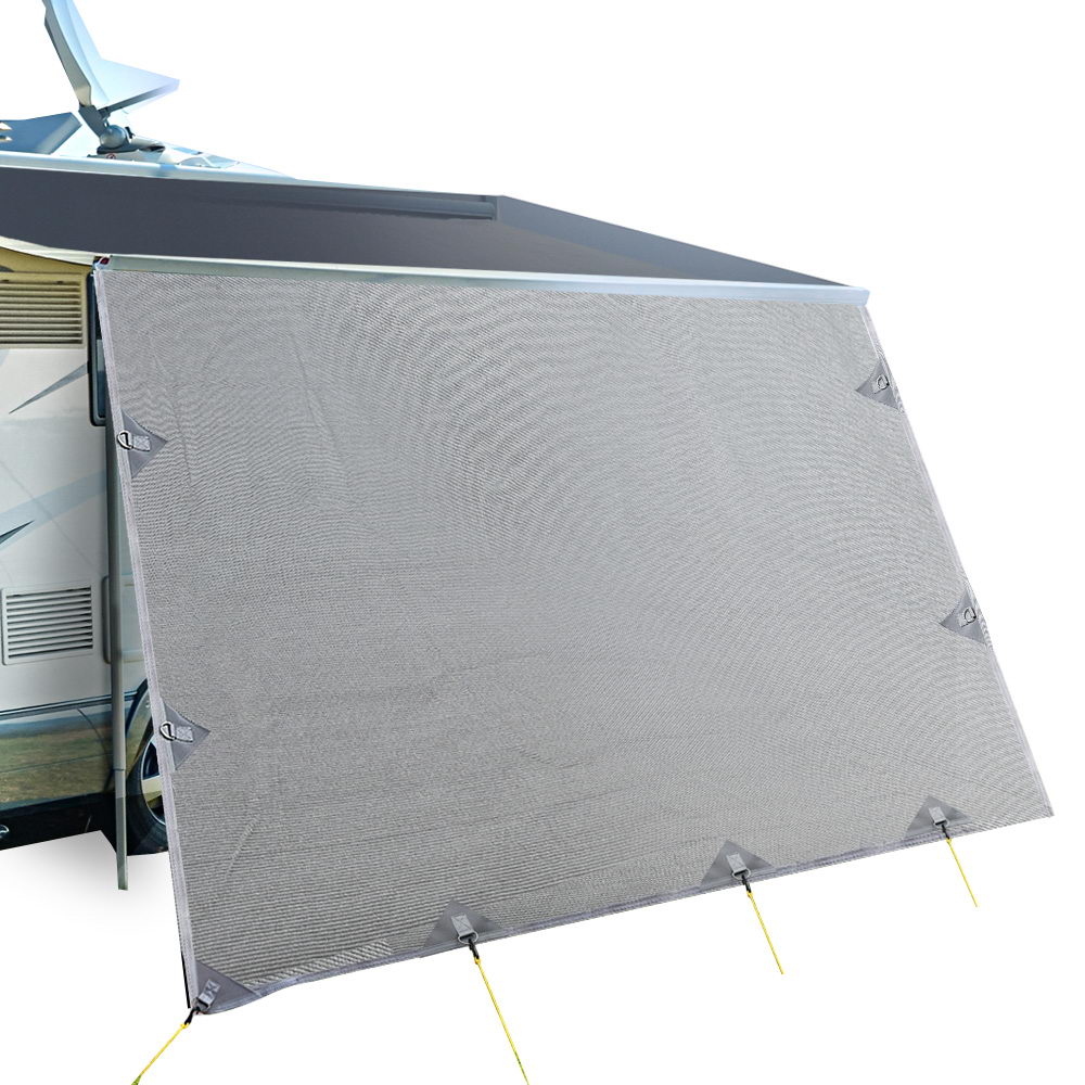 AWN-CV-B-SS-37-00 Caravan Privacy Screen Roll Out Awning 3.7X1.95M End Wall Side Sun Shade Grey - Image 1