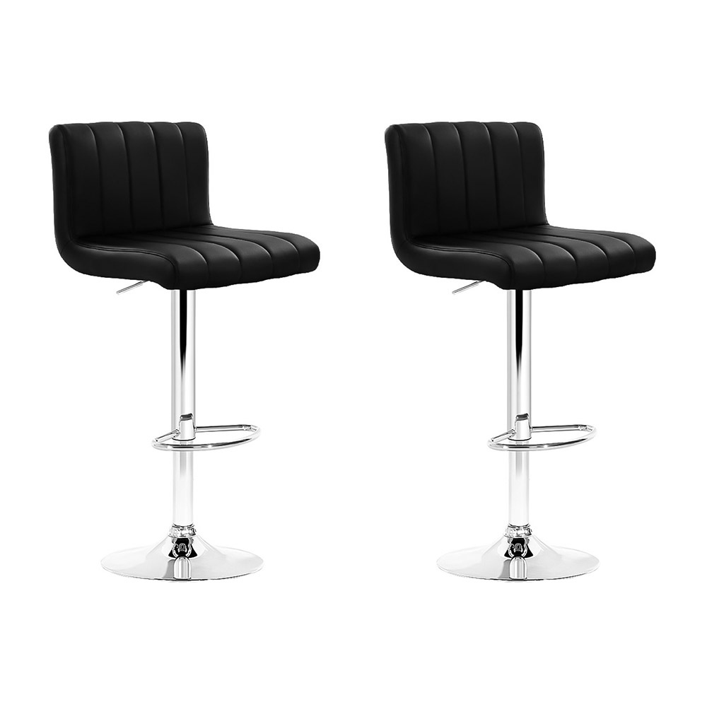 BA-K-1185-BKX2-202503051324-00 Artiss 2x Bar Stools Gas Lift Leather Chairs Black - Image 1