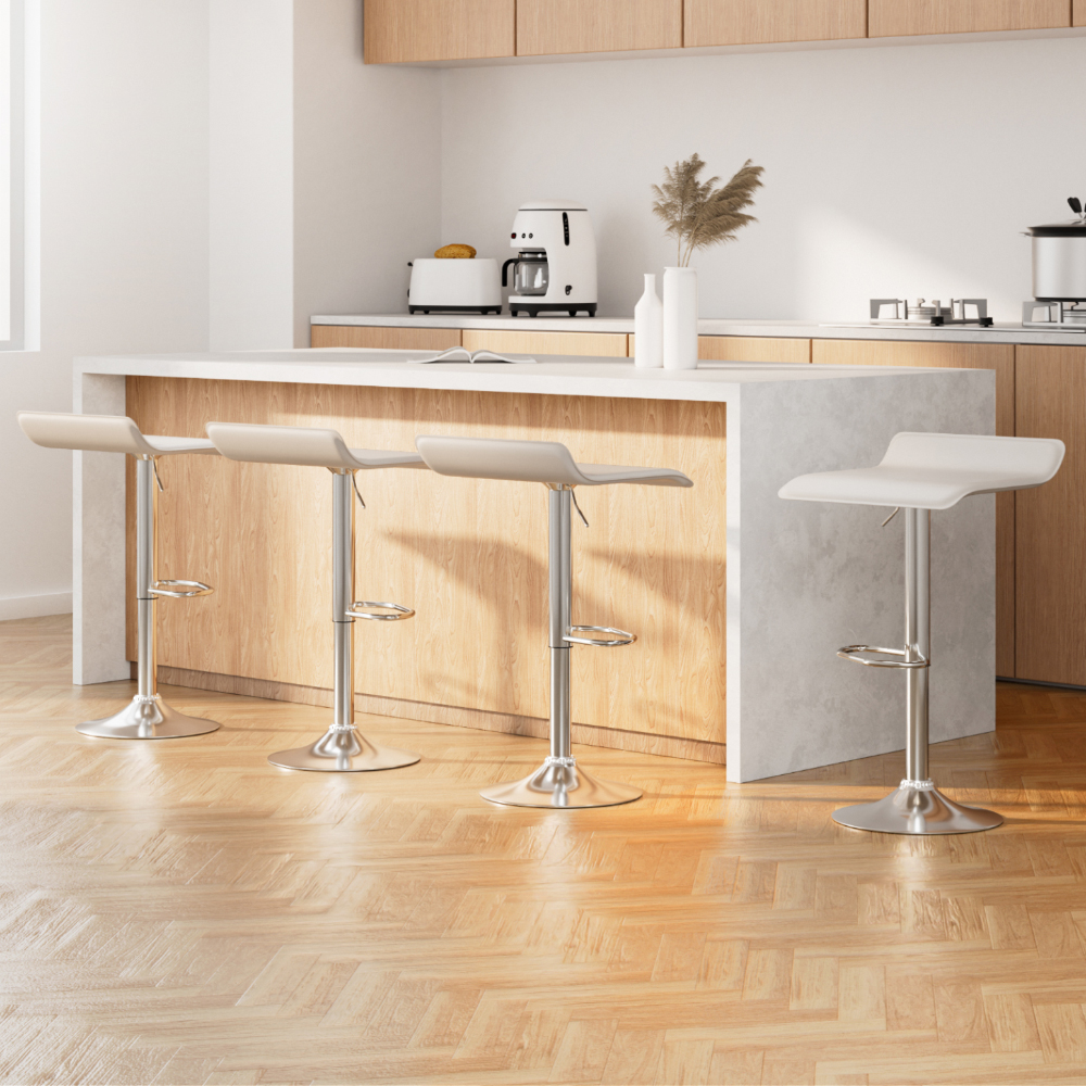 BA-K-509-WH-X4-202502282056-00 Artiss 4x Bar Stools Faux Leather Chair White - Image 1