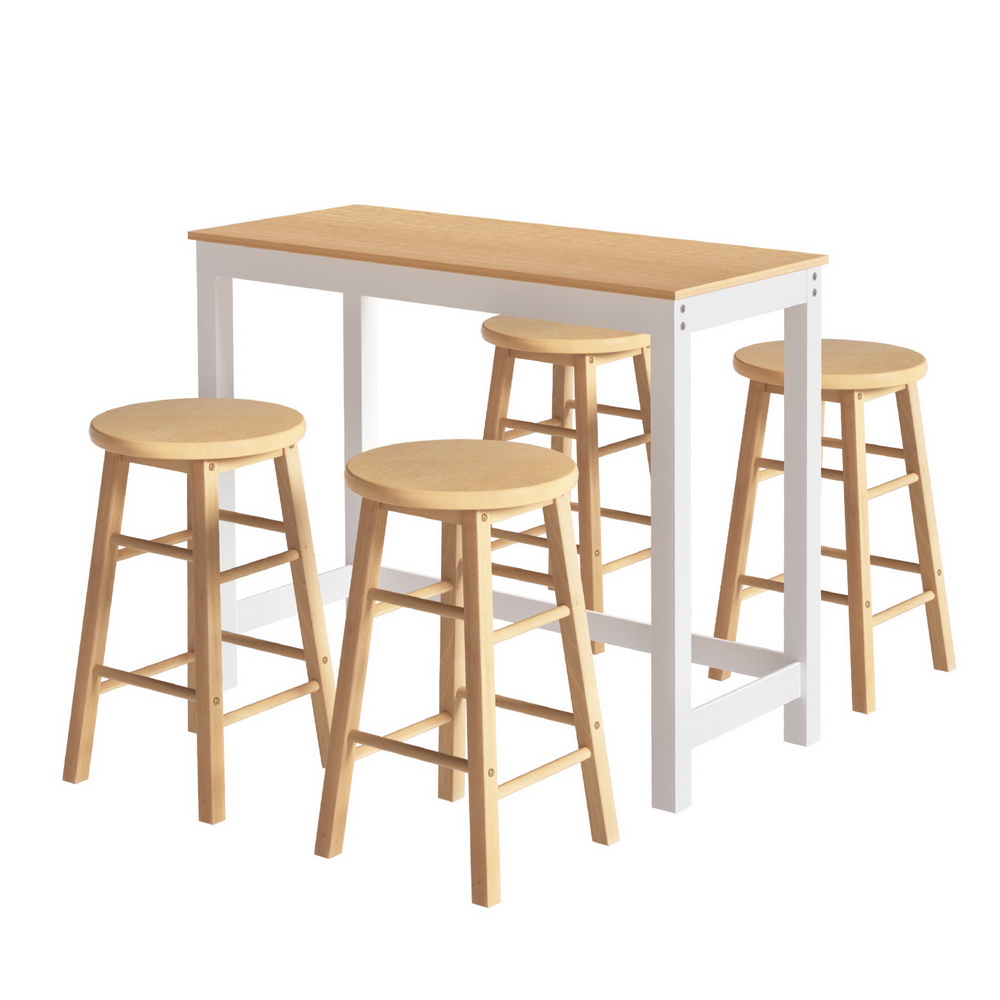 BA-TAB-CHR-SET-NT-202503281538-00 Artiss Bar Table and Stools Set Dining Desk Kitchen Chairs Cafe Pub - Image 1