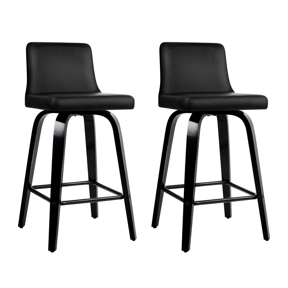 BA-TW-8836-BKX2-AB-202503051324-00 Artiss Bar Stools Kitchen Leather Barstools Swivel Wooden Chairs X2 - Image 1