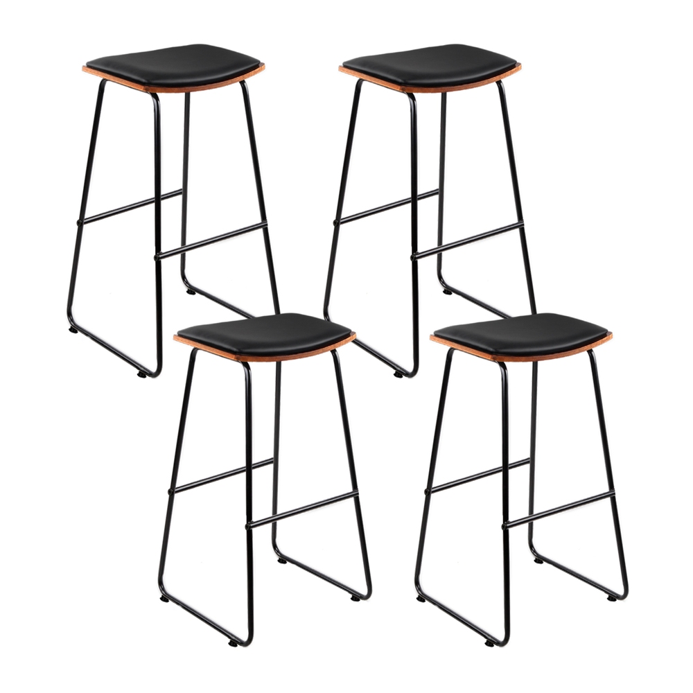 BA-TW-9078-BKX4-202502251408-00 Artiss 4x Bar Stools Leather Padded Metal - Image 1