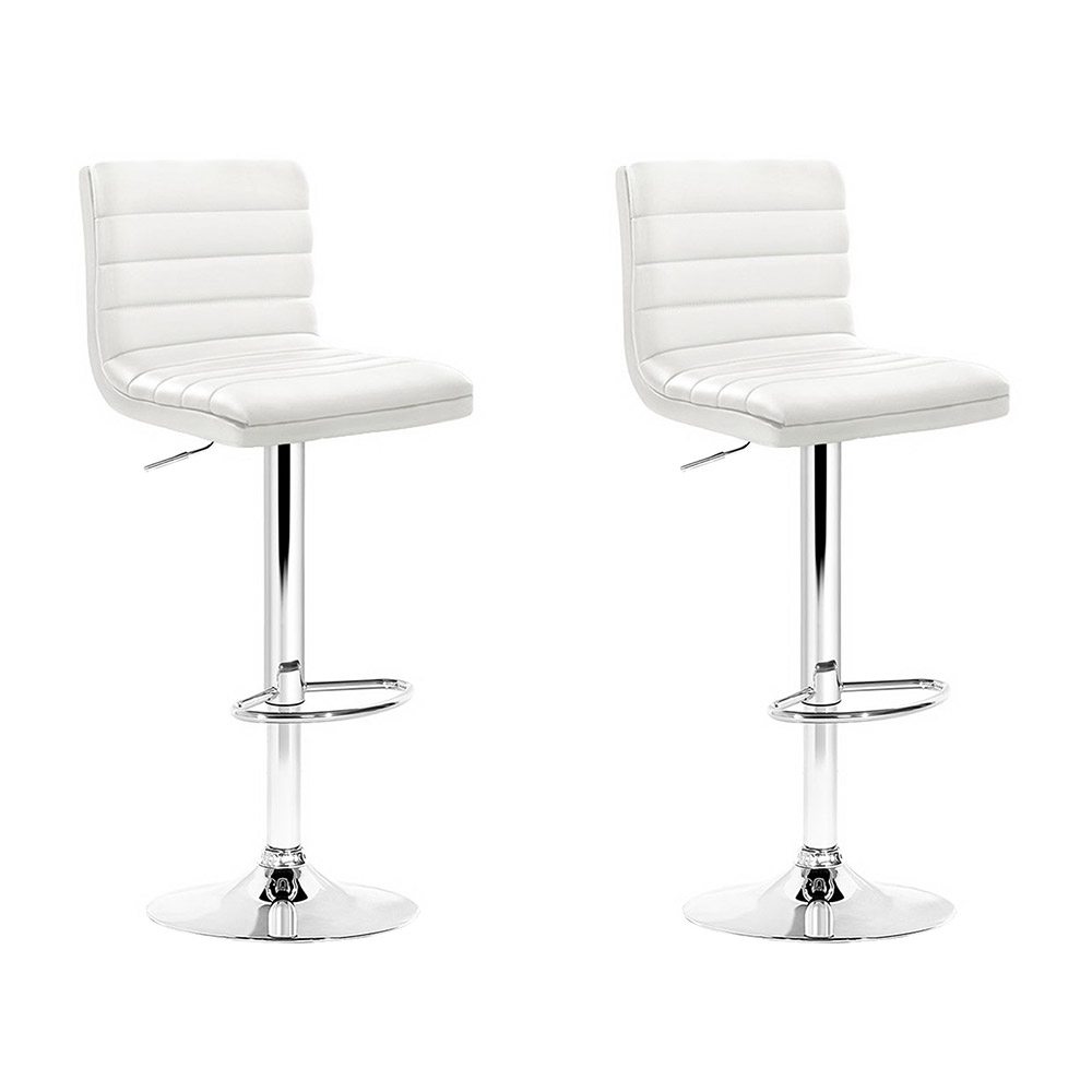 BA-TW-NEWT710N-WH-X2-202503051322-00 Artiss 2x Bar Stools Padded Leather Gas Lift White - Image 1