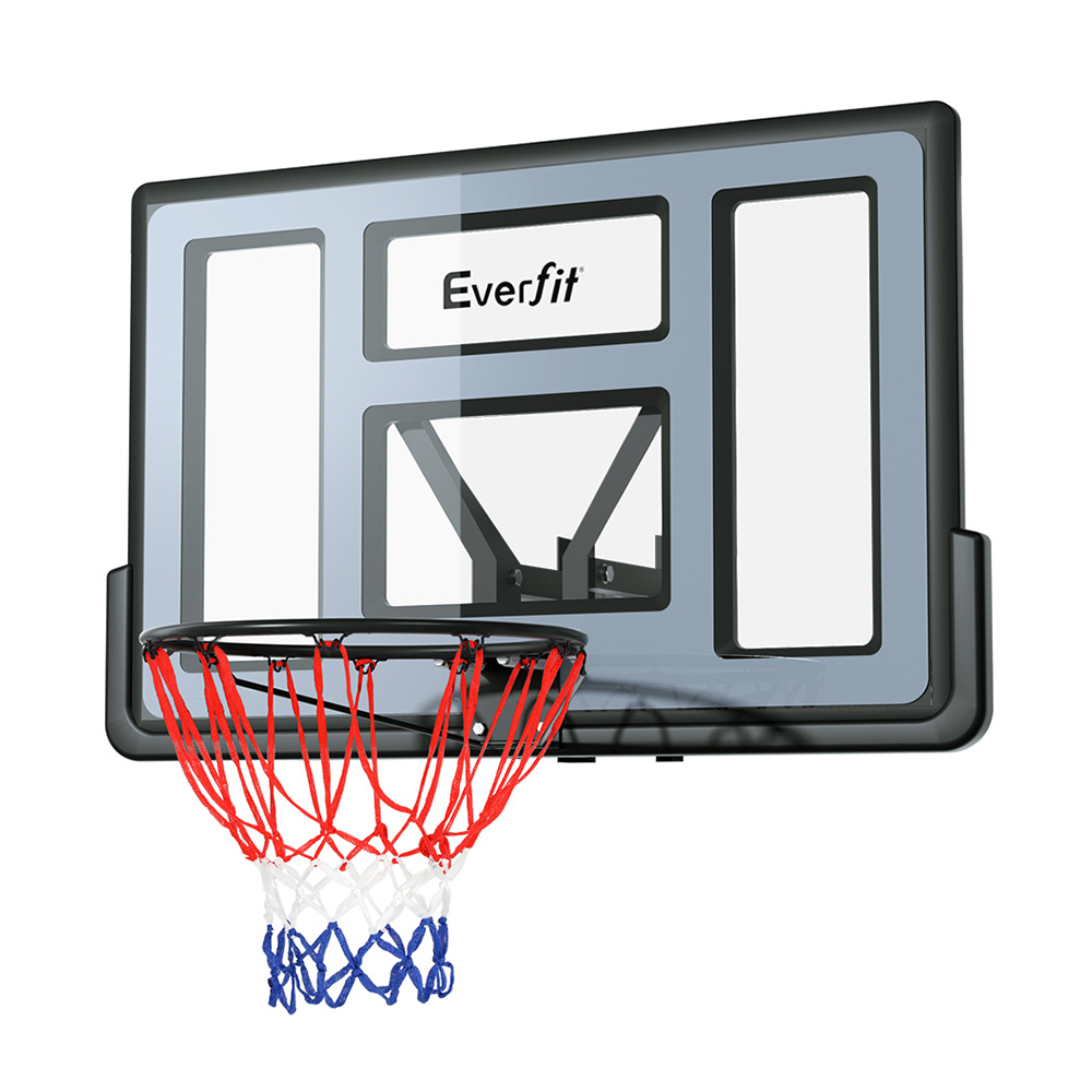 BAS-HOOP-D45-BLBK-139250-00 Everfit 45" Basketball Hoop Backboard Wall Mounted Ring Net Sports Pro System - Image 1
