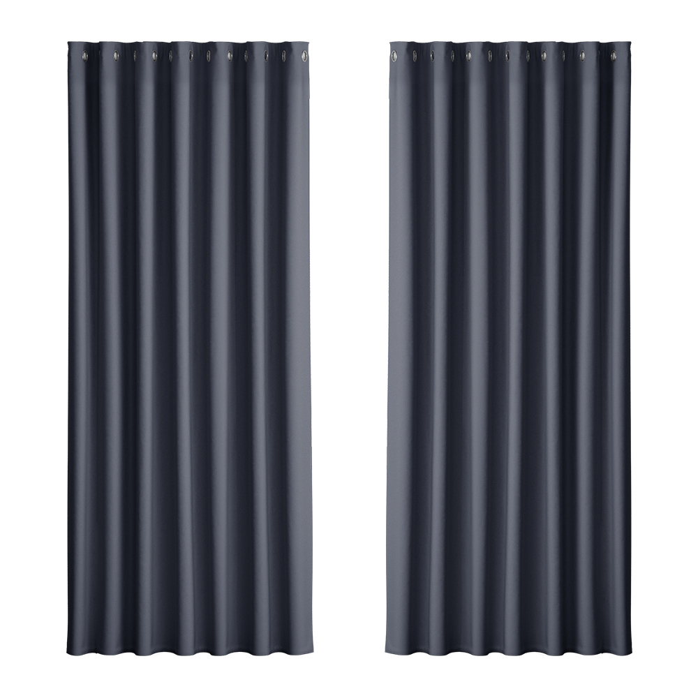 BC-MATT-240X230-CH-00 Artiss 2X Blockout Curtains Eyelet 240x230cm Charcoal - Image 1