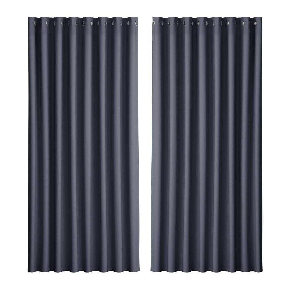 BC-MATT-300X230-CH-00 Artiss 2X Blockout Curtains Eyelet 300x230cm Charcoal - Image 1