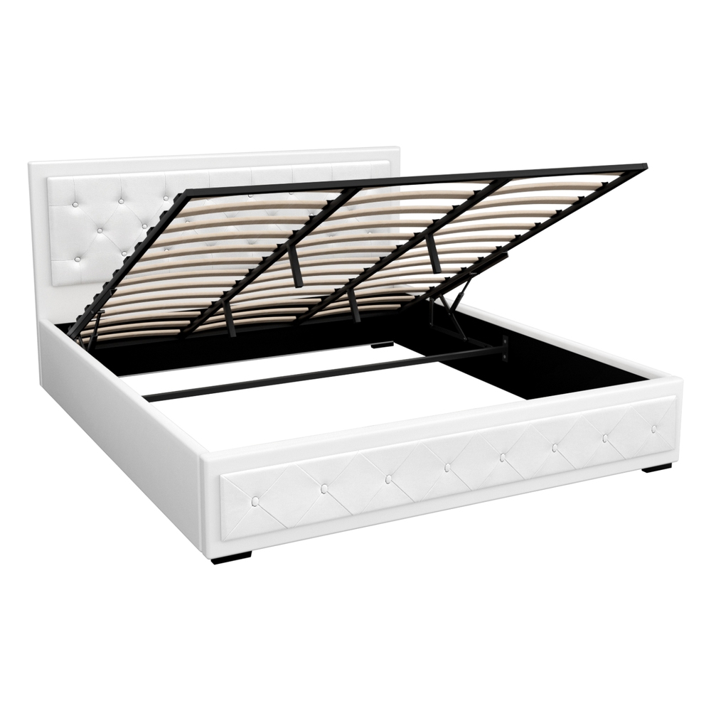 BFRAME-F-TIYO-K-WH-ABC-202503041144-00 Artiss Bed Frame King Size Gas Lift White TIYO - Image 1