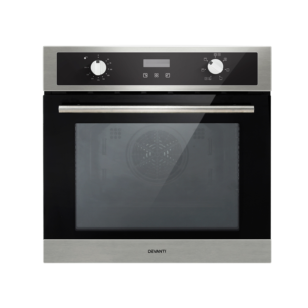 BIO-C-8F-BKSS-186502-00 Devanti Electric Built In Wall Oven 80L Convection Grill Ovens Stainless Steel - Image 1