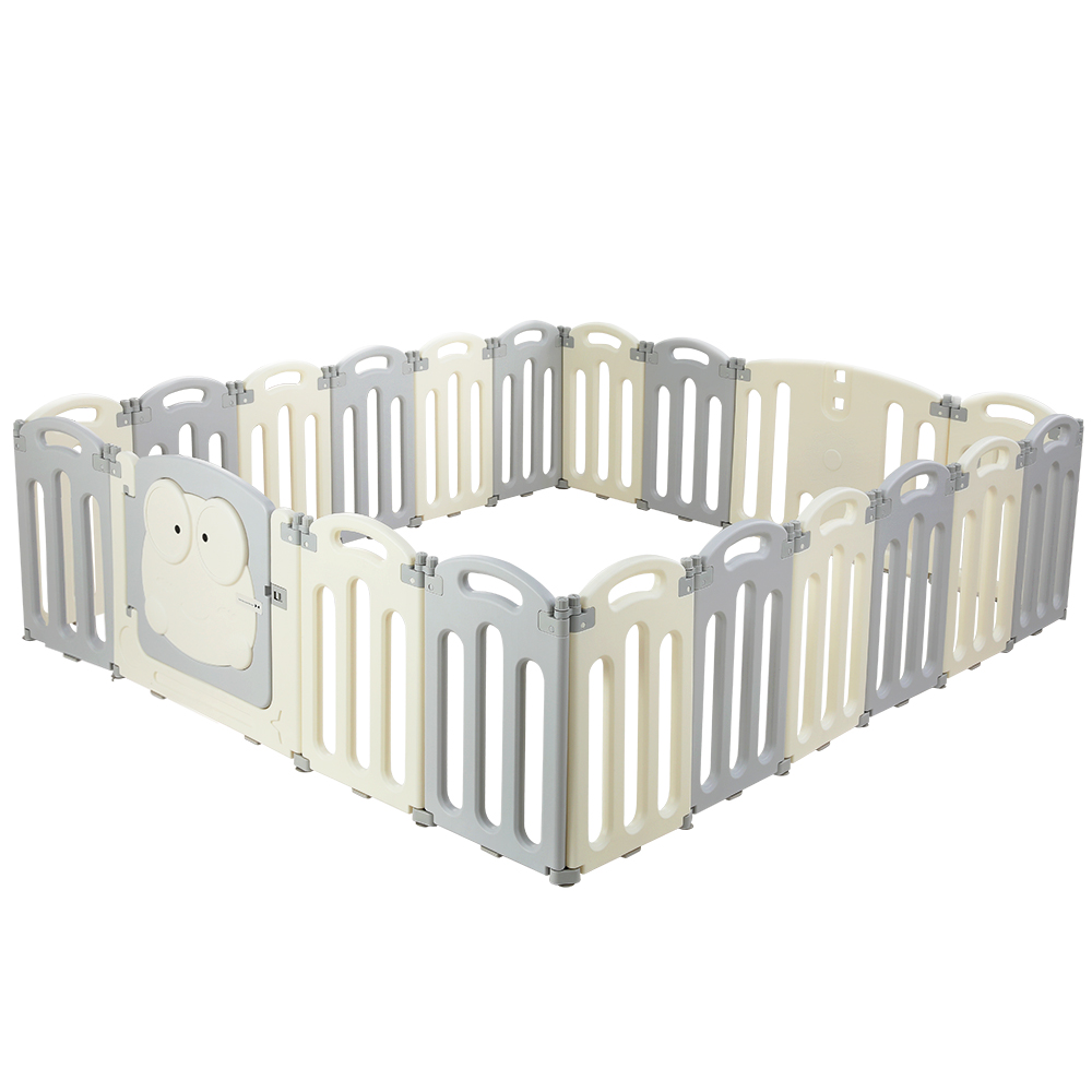 BP-B-20211-20P-GR-00 Keezi Baby Playpen 20 Panels Foldable Toddler Fence Safety Play Activity Centre - Image 1