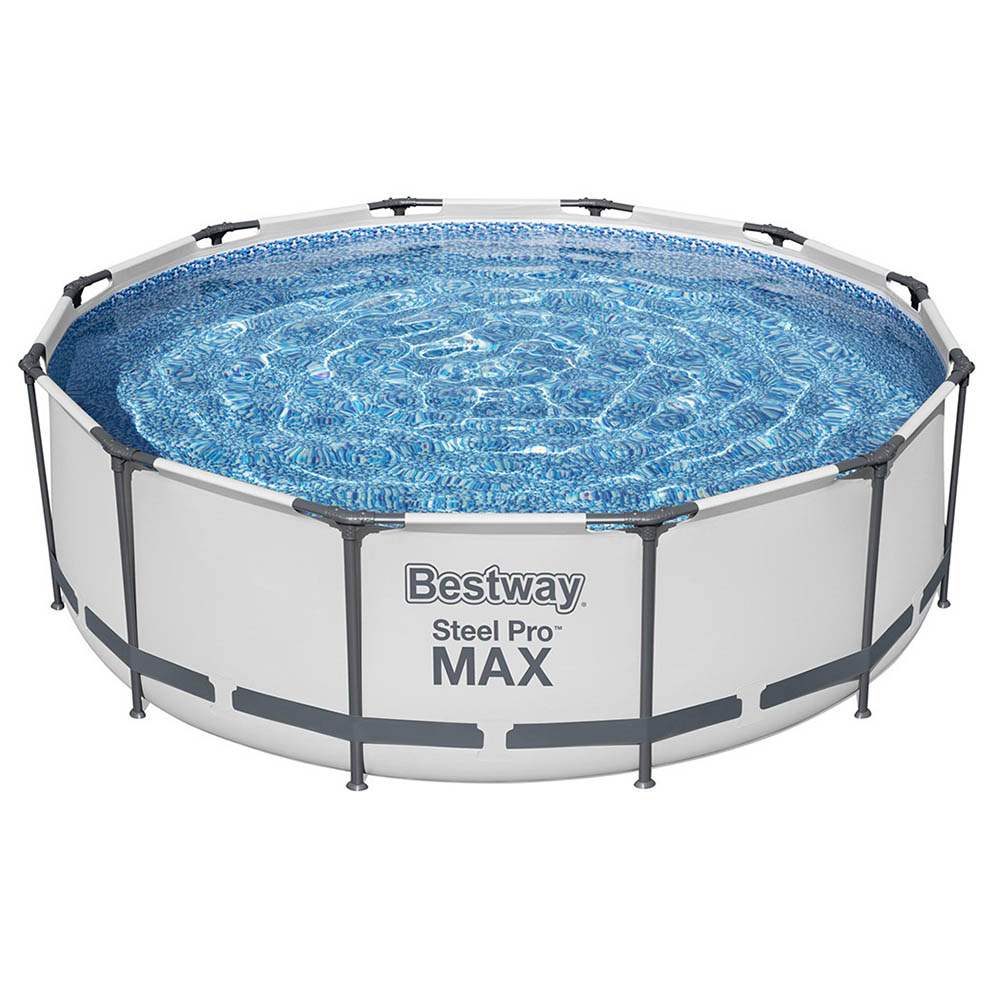 BW-POOL-366CM-56419-7852-00 Bestway Swimming Pool 366x100cm Steel Frame Round Above Ground Pools w/ Filter Pump 9150L - Image 1
