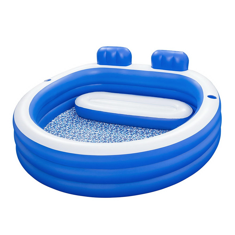 BW-POOL-KID-54422-190119-00 Bestway Kids Inflatable Pool Above Ground Pools Bench Seat Cup Holder 231x219cm - Image 1
