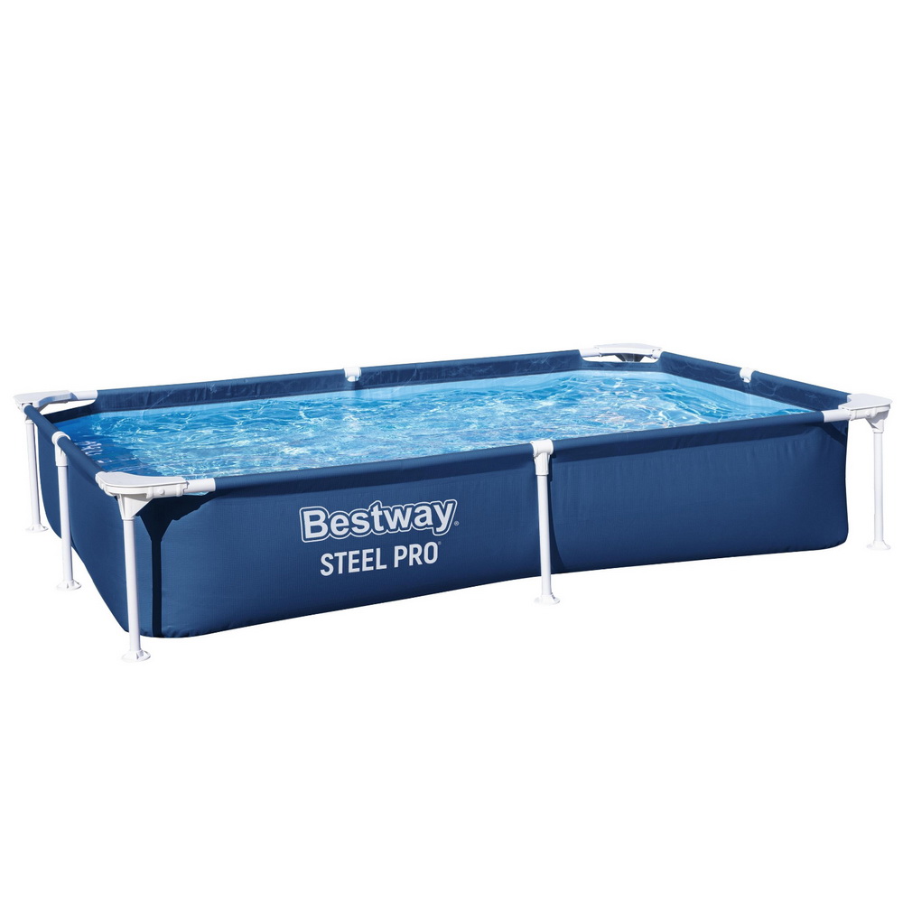 BW-POOL-SQ-259-56545-51711-00 Bestway Swimming Pool 221x150x43cm Steel Frame Above Ground Pools 1200L - Image 1