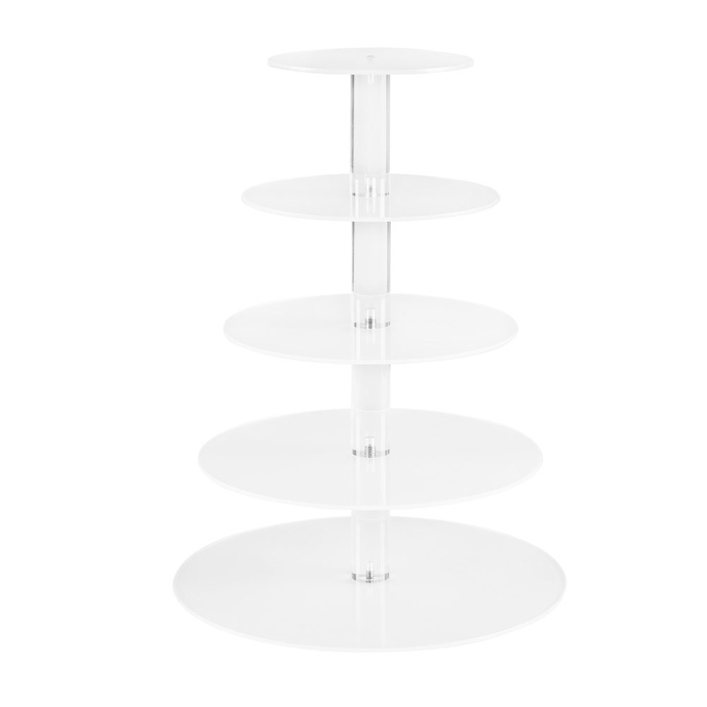 CAKE-STAND-5T-ACRY-173343-00 5-Star Chef Cake Stand 5 Tiers Acrylic Holder Display Round Clear Wedding Party - Image 1