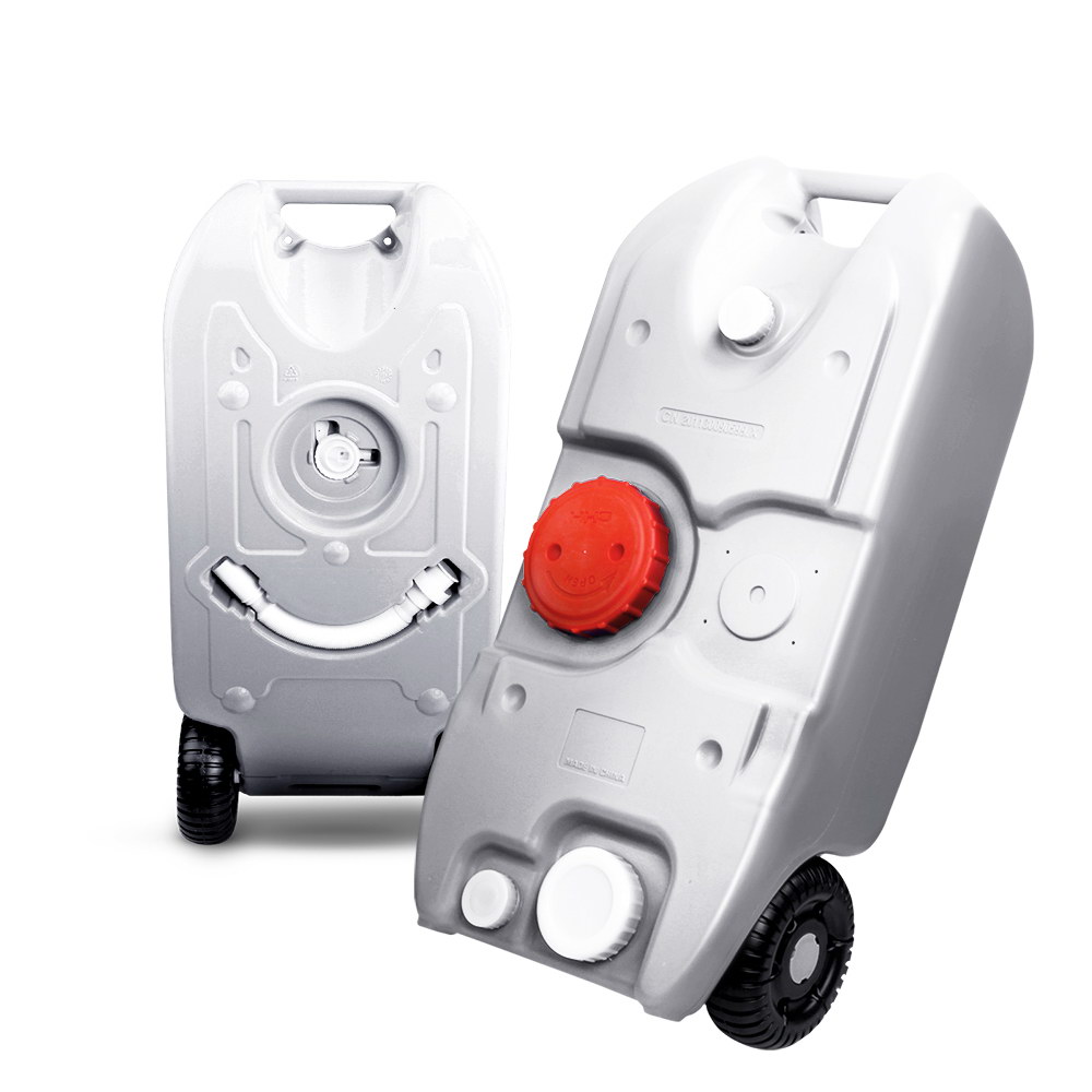 CAMP-TANK-40L-GREY-00 Weisshorn 40L Portable Wheel Water Tank Camping Caravan Storage Grey - Image 1