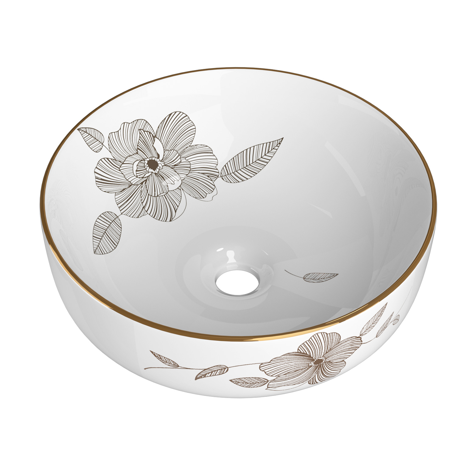 CB-410-WH-FLOWER-149219-00 Cefito Bathroom Basin Ceramic Vanity Sink Hand Wash Bowl with Pattern 41x41cm - Image 1