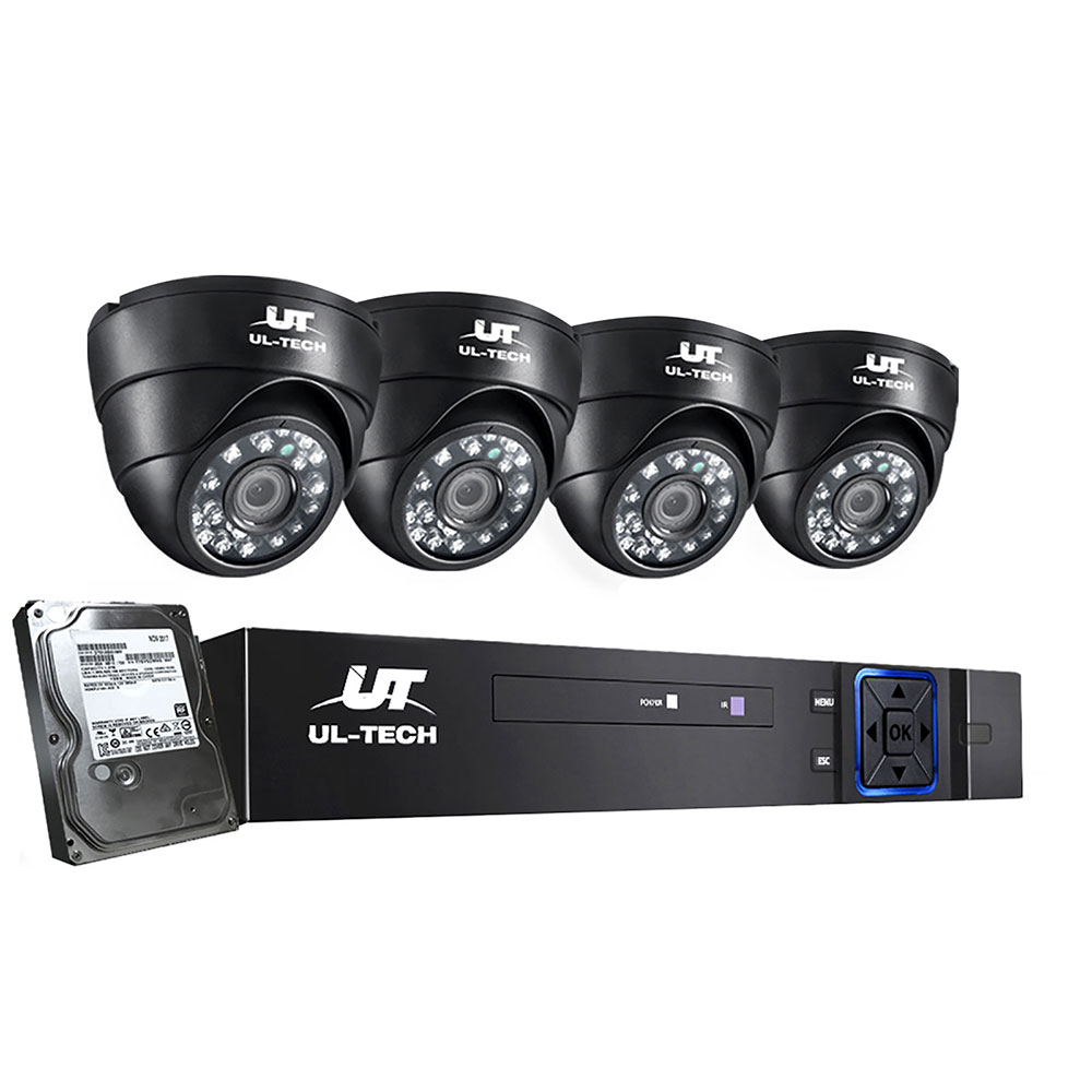 CCTV-4C-4D-BK-T-12082-00 UL-tech CCTV Security System 4CH DVR 4 Cameras 1TB Hard Drive - Image 1
