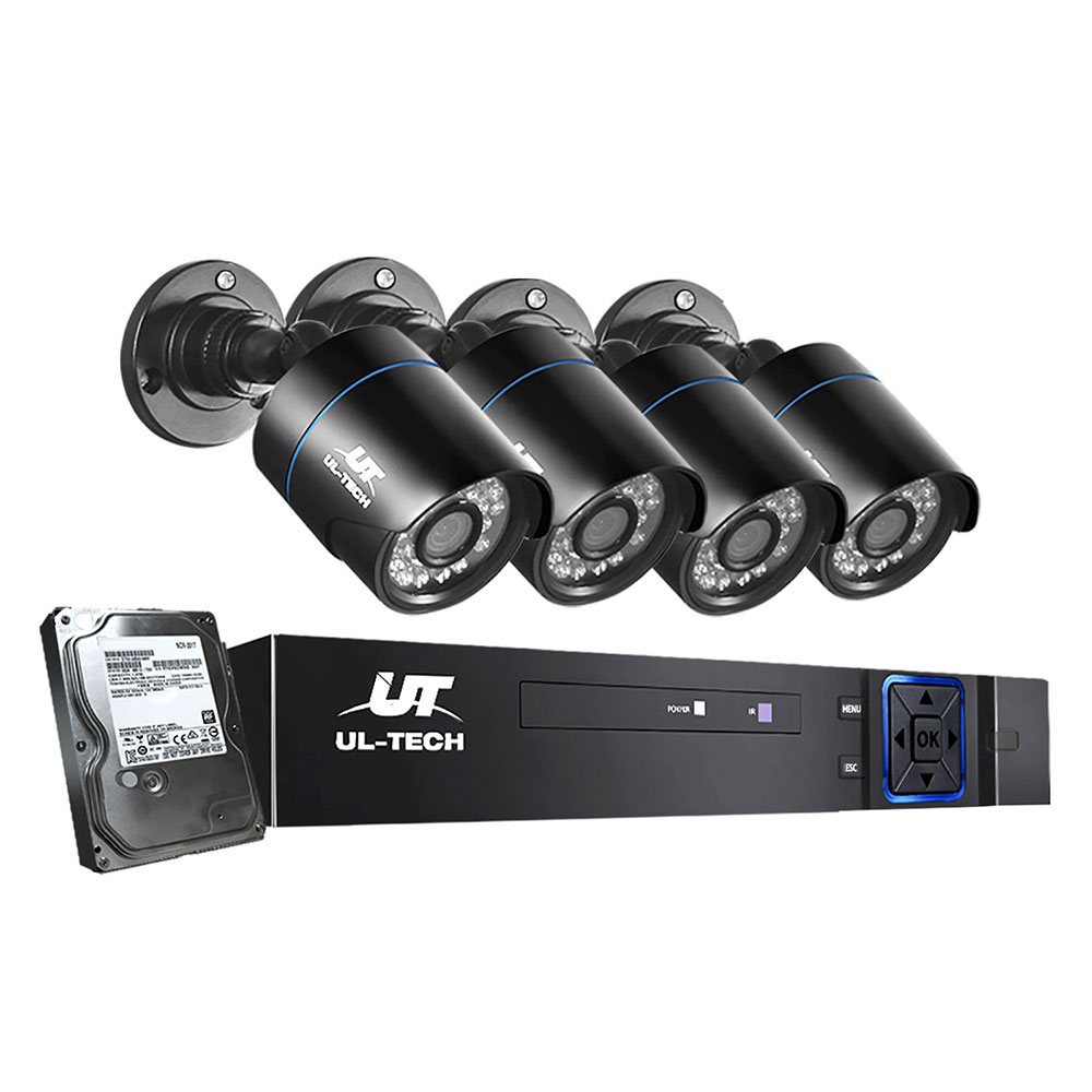 CCTV-8C-4B-BK-T-12391-00 UL-tech CCTV Security System 8CH DVR 4 Cameras 1TB Hard Drive - Image 1