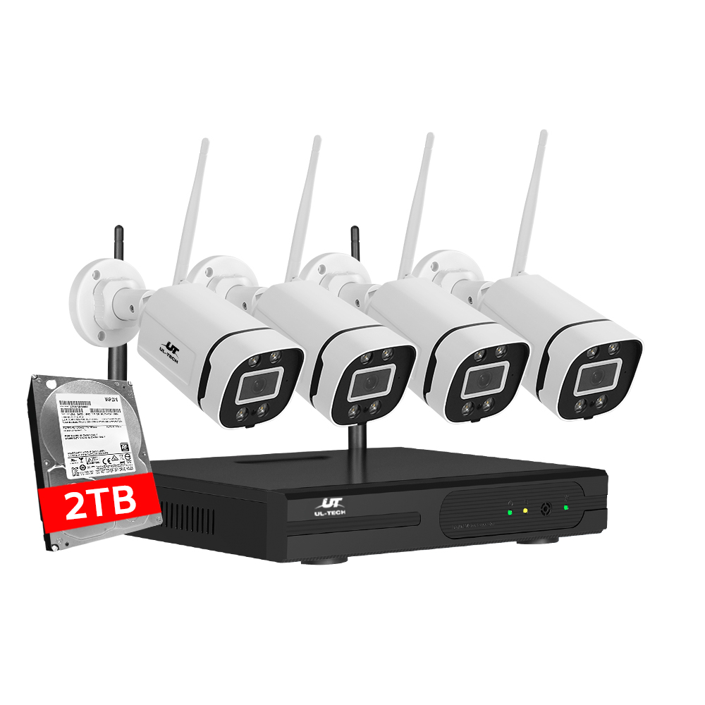 CCTV-WF-CLA-8C-4P-2T-61902-00 UL-tech Wireless CCTV Security System 8CH NVR 3MP 4 Square Cameras 2TB - Image 1