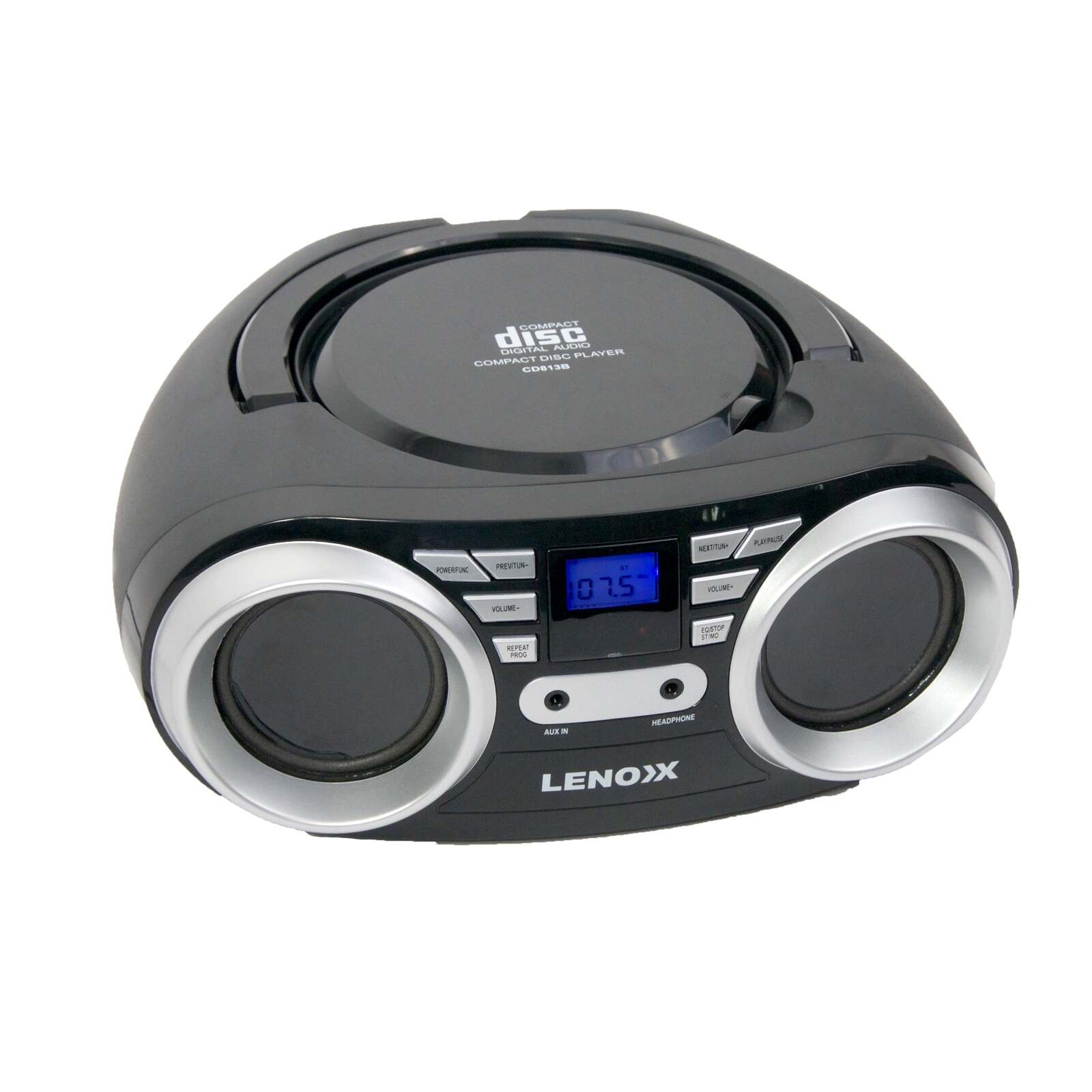 CD813B Portable CD Player (Black) 4W Speaker with FM Radio & AUX In - Image 1