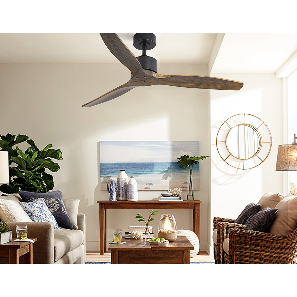 CF-B-52-NL-142-DW-19579-06 Devanti 52'' Ceiling Fan AC Motor 3 Blades w/Remote - Dark Wood - Image 1