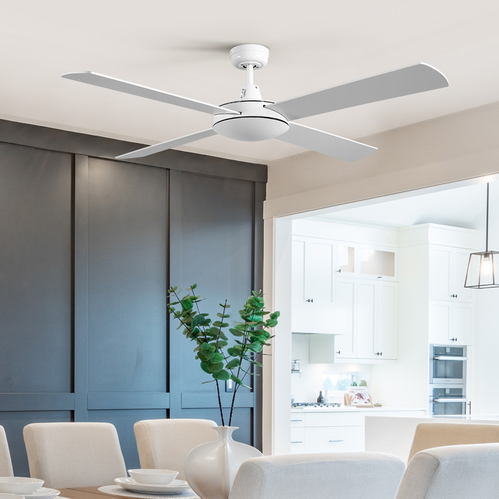 CF-B-52NL-WH-202502281650-00 Devanti 52'' Ceiling Fan AC Motor 4 Blades w/Remote - White - Image 1