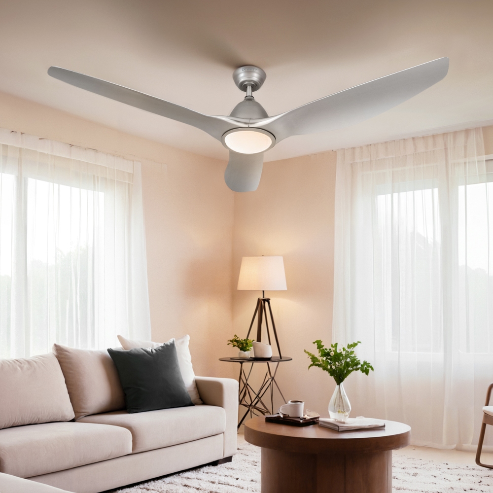 CF-B-64-334-SI-197367-06 Devanti 64 Inch Ceiling Fan DC Motor w/Light w/Remote - Silver - Image 1