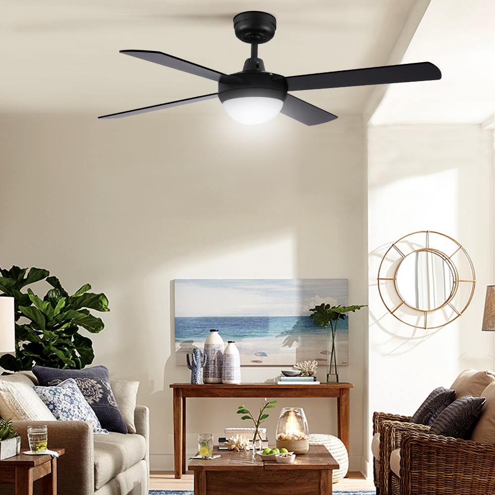CF-RC-52-BK-202502281650-00 Devanti 52'' Ceiling Fan AC Motor w/Light w/Remote - Black - Image 1