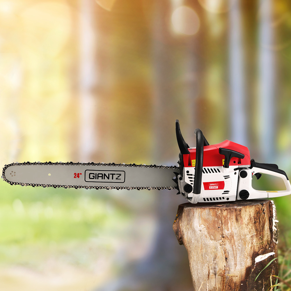 CSAW-SXTO-24-RDWH-2C-202502282004-00 Giantz Chainsaw Petrol 62CC 24" Bar Commercial E-Start Pruning Chain Saw,Giantz Chainsaw Petrol 62CC 24" Bar Commercial E-Start Pruning Chain Saw 5.2HP - Image 1