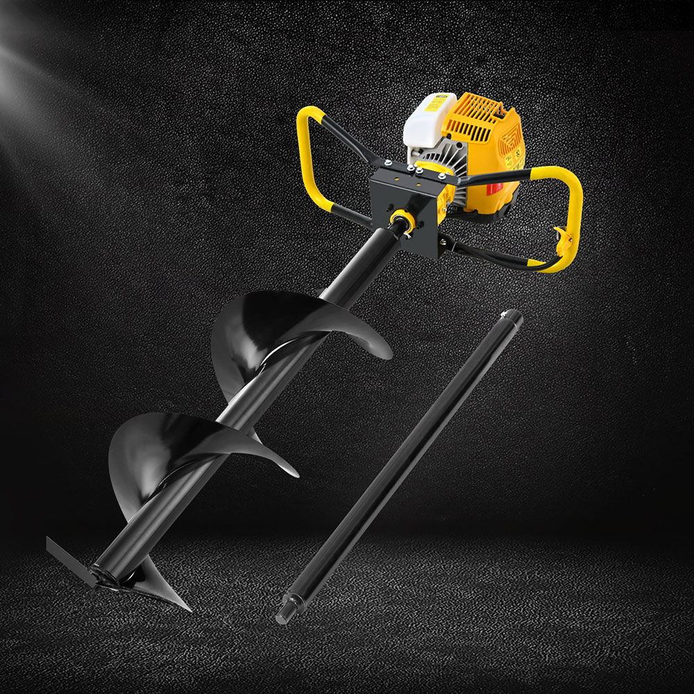 DI-SF-N-YE-AUG300-186643-06 Giantz 74CC Post Hole Digger 300mm Petrol Drill Auger Extension Bits - Image 1