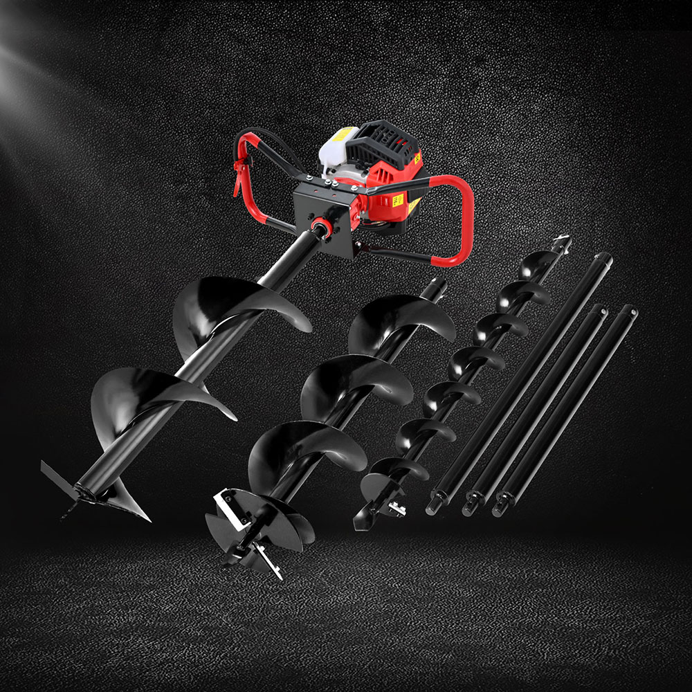 DI-ST-N-RDBK-KIT-186639-06 Giantz 65CC Post Hole Digger Petrol Motor Drill Extension Auger Bits Kits - Image 1