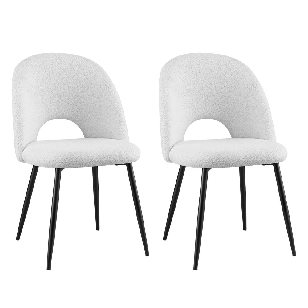 DINC-B-SHP-WHX2-202503171502-00 1 Set of 2 Artiss Dining Chair Boucle Sherpa - Image 1