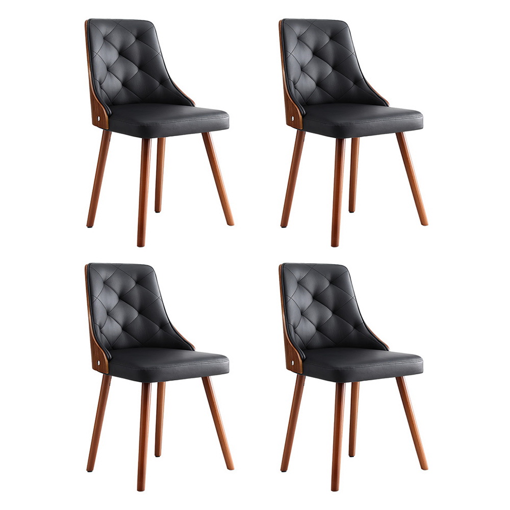 DINC-TW-2004-PU-BKX4-202504171801-00 1 Set of 4 Artiss Dining Chairs Black PU - Image 1