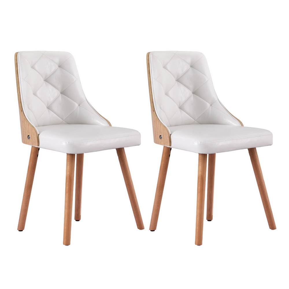 DINC-TW-2004-PU-WHX2-215042-00 1 Set of 2 Artiss Dining Chairs White PU - Image 1