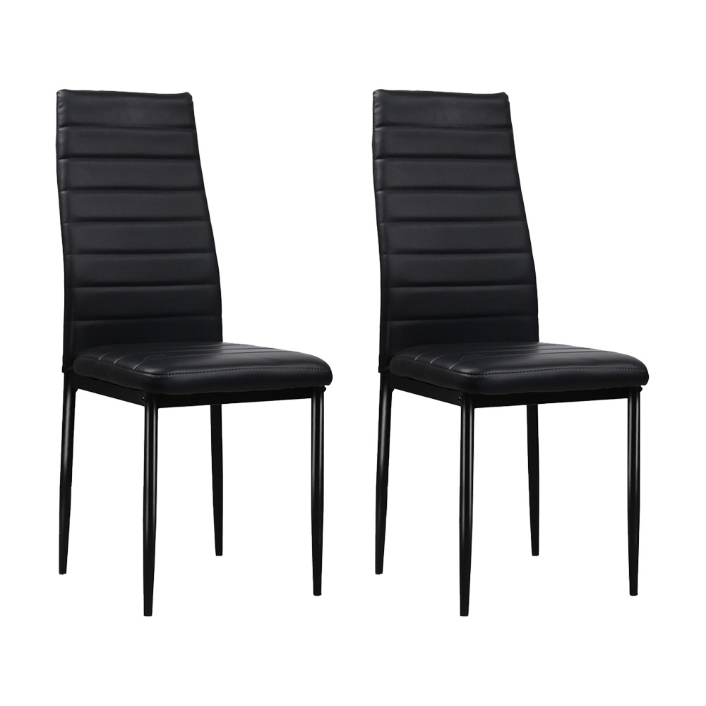 DINING-B-C02-BK-202502281136-07 Artiss Dining Chairs Set of 4 Leather Channel Tufted Black - Image 1