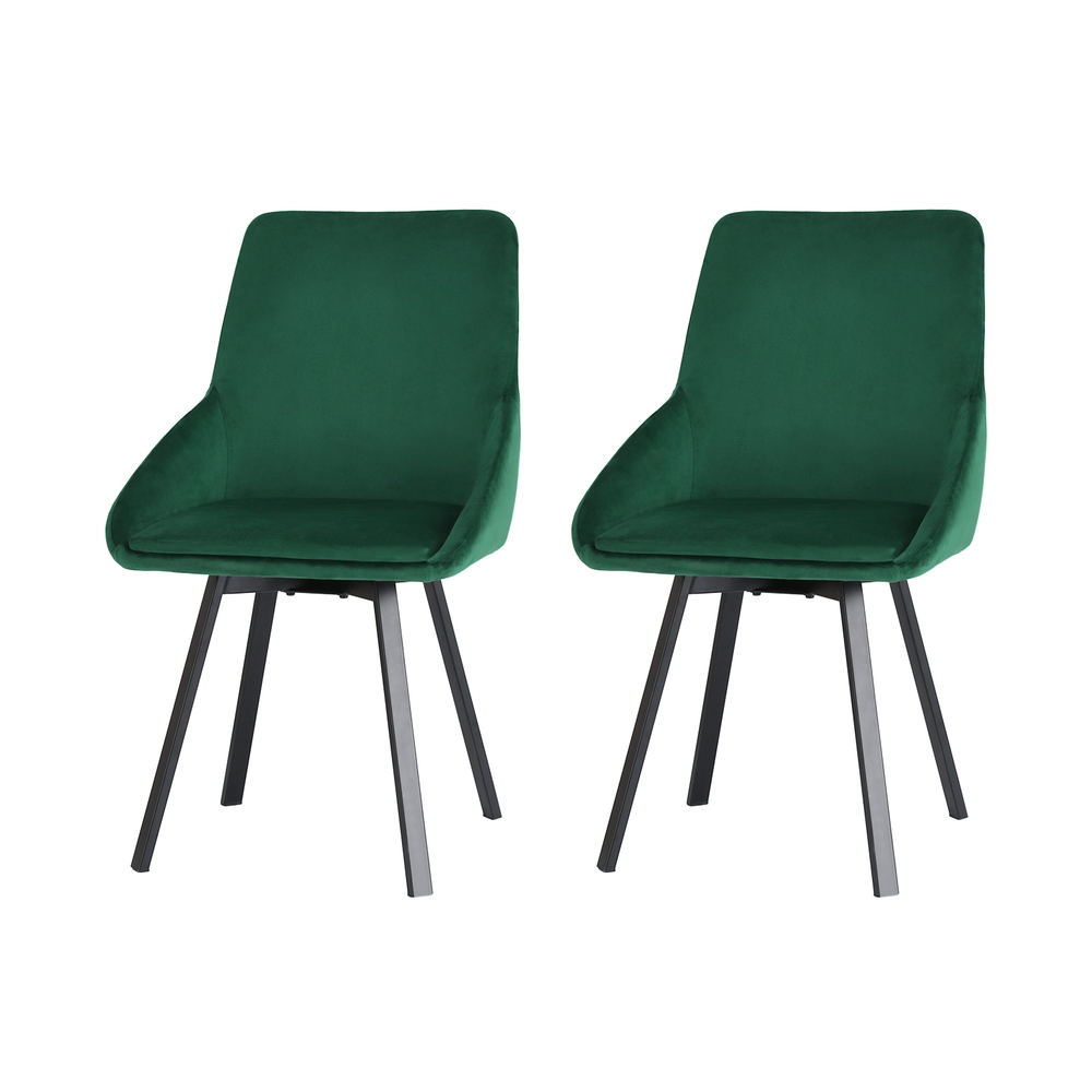 DINING-B-C03-VEL-GNX2-139387-00 Artiss Dining Chairs Set of 2 Velvet Swivel Base Green - Image 1