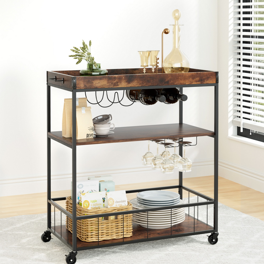 DIY-KI-02-WAL-186689-06 Artiss Kitchen Island Rolling Serving Cart - Image 1