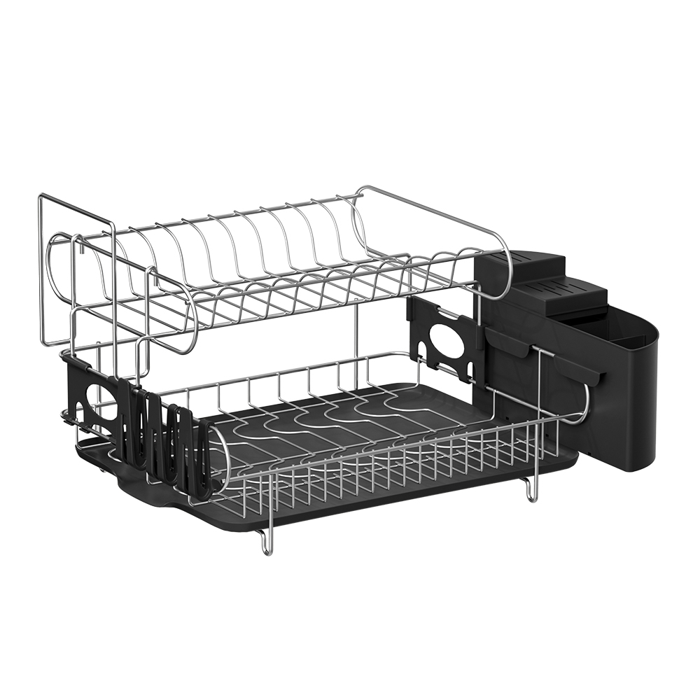 DR-D-01-BK-96780-00 Cefito Dish Rack Drying Drainer Cup Holder Cutlery Tray Kitchen Organiser 2-Tier - Image 1