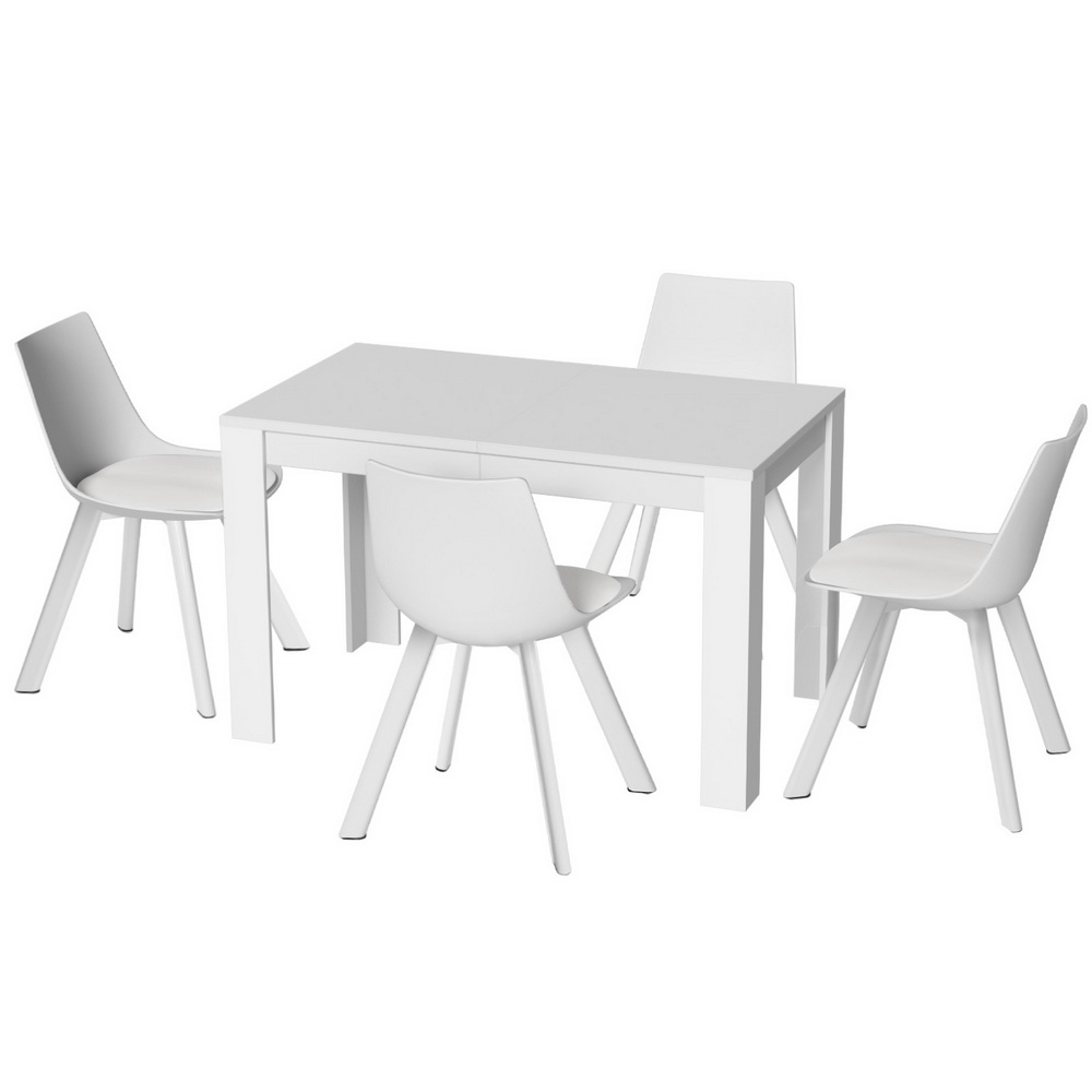DSET-120WH-5221-WHX4-202503041104-00 1 Artiss Dining Table and 4 Chairs Set Rectangle White - Image 1