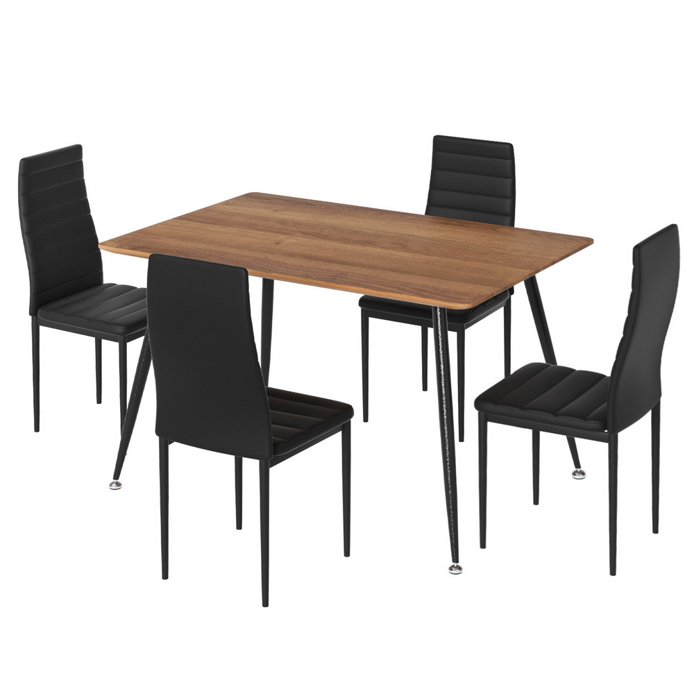 DSET-T02WD-C02-BKX4-202503041104-00 1 Artiss Dining Table and 4 Chairs Set Rectangle Metal - Image 1